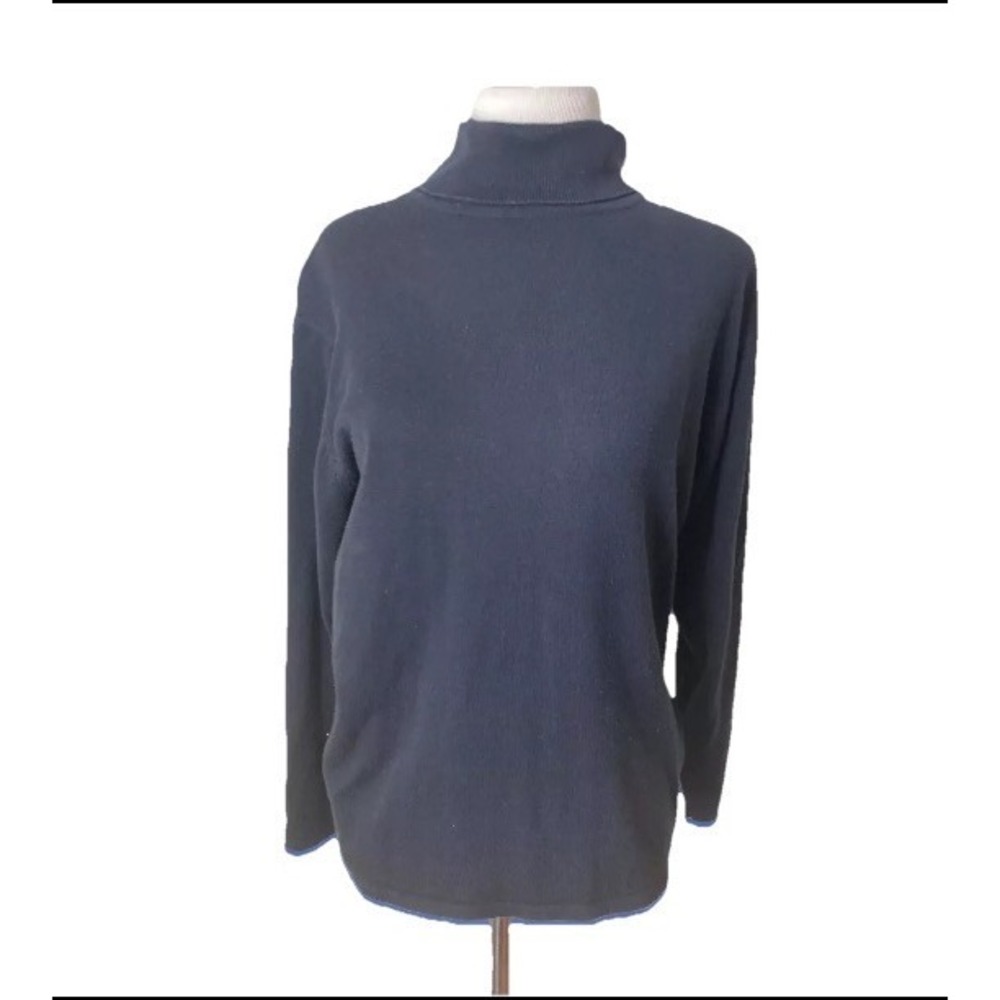 Y2k VTG‎ David Hollis Sweater Sz M Black Turtleneck Long Sleeve Knit grannycore